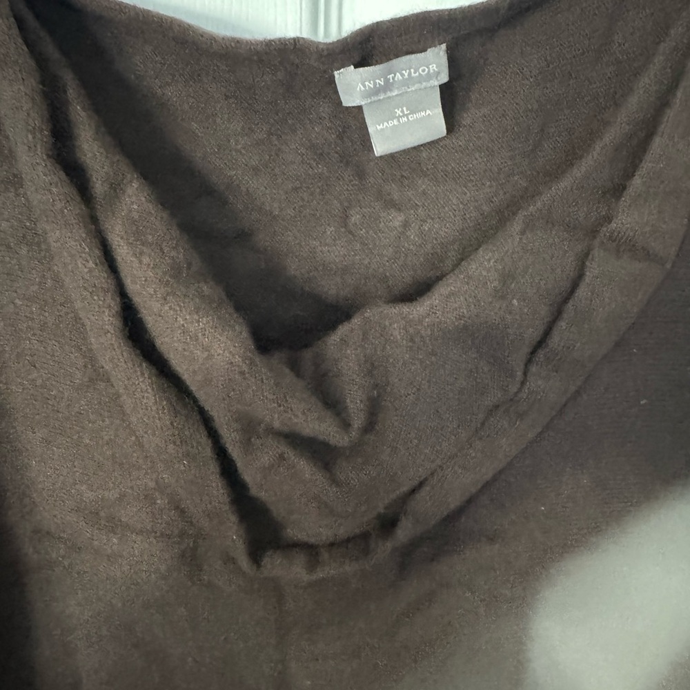 Ann Taylor Dark Brown 100% Cashmere Cowl Neck Sweater NWOT - Picture 2 of 4